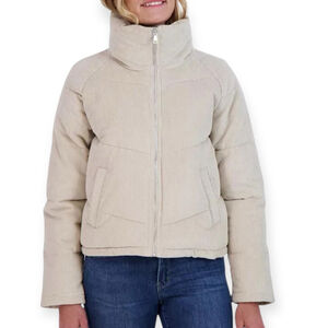 Sebby Corduroy Puffer Jacket, Large, Neutral Beige